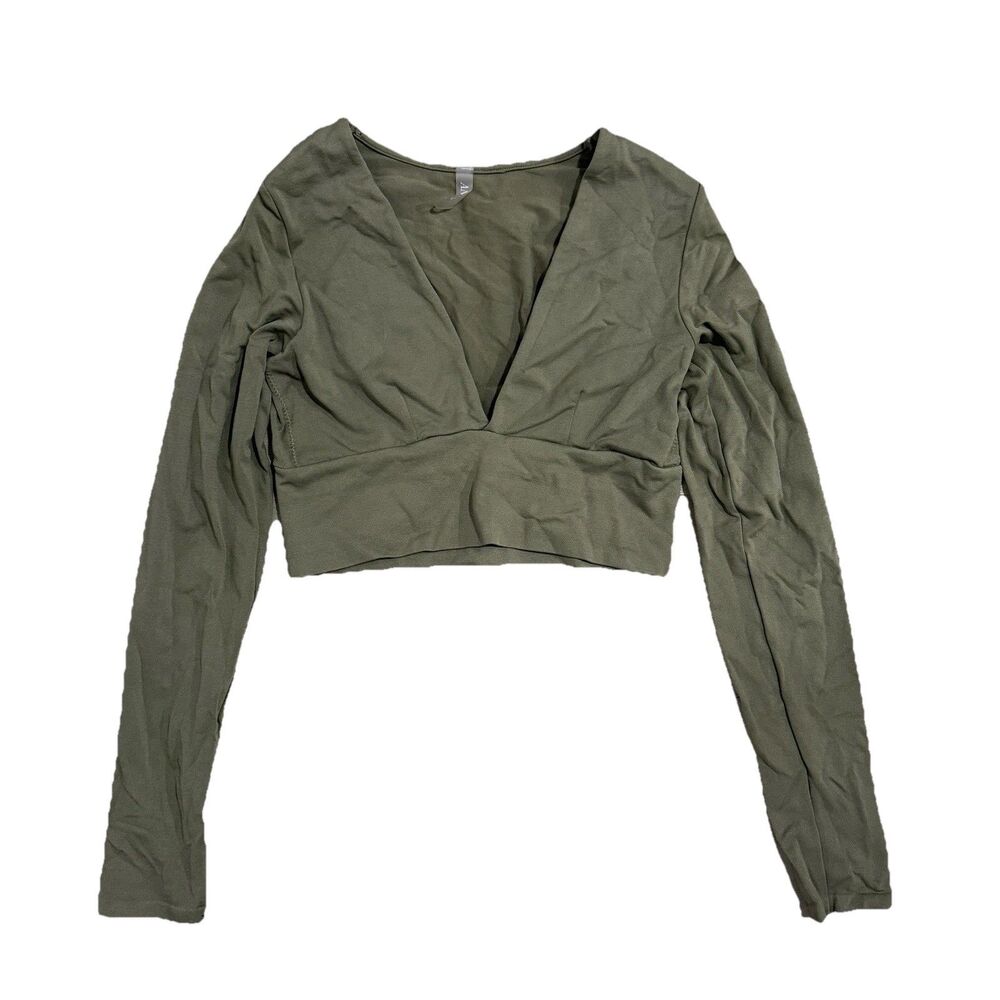 ANWND Green Cropped Long Sleeve Yoga Top Women’s Size M/L Athletic Crop